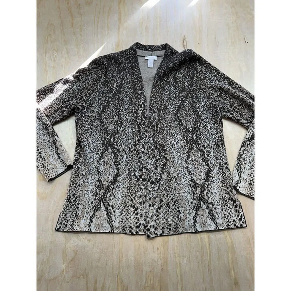 Chicos Size 1 Wool Blend Cardigan Sweater Browns Open - Picture 1 of 6